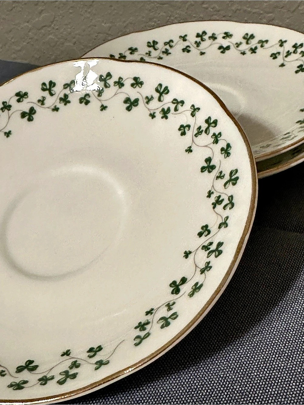 Royal Tara Shamrock Trellis Teacup Saucer Set of 3